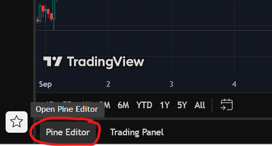 TradingView Pine Editor button